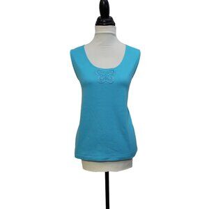 Vintage 90s Jennifer Lauren Plus Size Turquoise Butterfly Tank XXL Summer Top